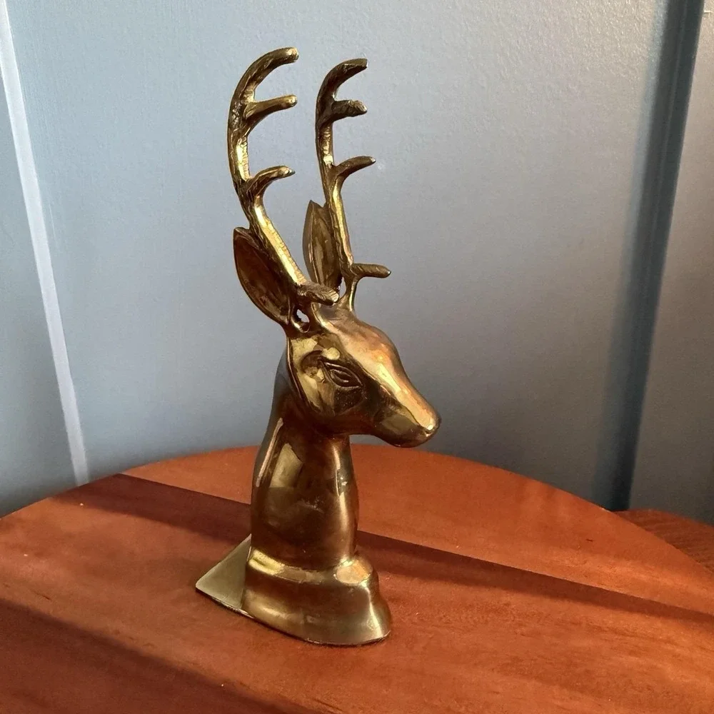 Vintage Brass Stag Deer Bookend 9.5